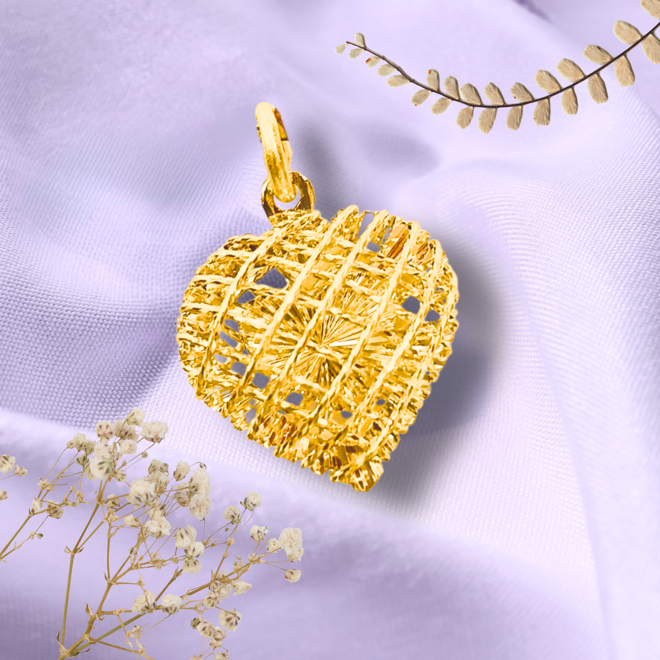 จี้ทองรูปพรรณ96.5% หัวใจตาข่าย